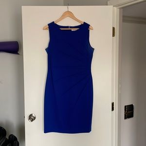 Calvin Klein sheath dress - blue with sunburst detail size 12